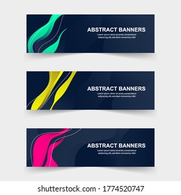 Banner abstracto moderno con colores degradados Diseño líquido de moda.Ilustración vectorial para banners