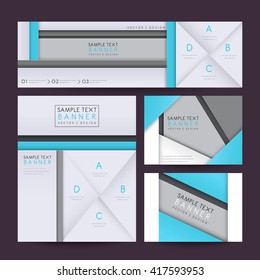 Modern abstract banner template set in gray and pink.