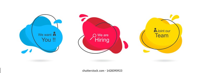Modern abstract banner with we are hiring word vector illustration . Fluid gradient geometric for minimal banners, logo, flyer, poster, presentation and advertising. Abstract trendy liquid background.