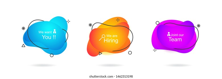 Modern abstract banner with we are hiring word vector illustration . Fluid gradient geometric for minimal banners, logo, flyer, poster, presentation and advertising. Abstract trendy liquid background.