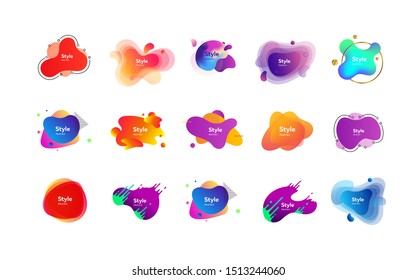 Modern abstract banners set. Multicolored strokes and shapes on white background. Trendy minimal templates for presentations, banners, apps and web pages. Vector illustration