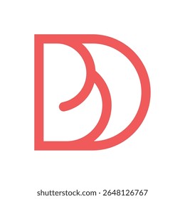 Modern Abstract BD or DB Logo Design with Red Artistic Minimalist Style.