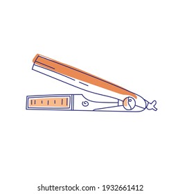 Modern abstract beauty curling iron. Minimalism concept. Line art drawing style. Contemporary silhouette of woman. Hand drawn trendy vector posters, illustrations for print.