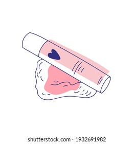 Modern abstract beauty lipstick. Minimalism concept lip gloss. Line art drawing style. Contemporary silhouette of woman. Hand drawn trendy vector posters, illustrations for print.