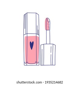 Modern abstract beauty lipstick. Minimalism concept lip gloss. Line art drawing style. Contemporary silhouette of woman. Hand drawn trendy vector posters, illustrations for print.