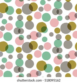 Modern Abstract  Big Confetti Background. Seamless pastel dots pattern. Watercolor style circles.EPS 10 stock vector repeat for your design projects, textile, wrapping, wallpaper, web.