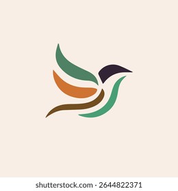 A modern and abstract bird logo design featuring smooth, colorful shapes representing wings and body. Perfect for eco-friendly brands, wildlife organizations, travel companies, bird watching, freedom 