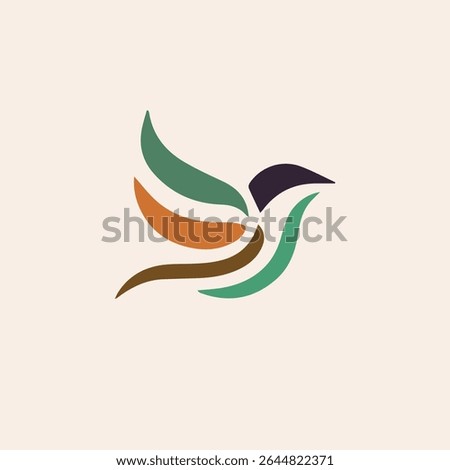 A modern and abstract bird logo design featuring smooth, colorful shapes representing wings and body. Perfect for eco-friendly brands, wildlife organizations, travel companies, bird watching, freedom 