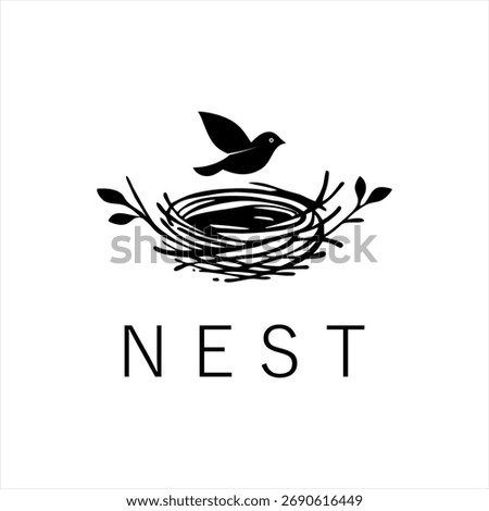 Modern abstract bird nest vector logo