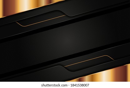 Modern abstract black background combine with golden lines element.	
