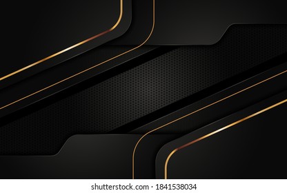 Modern abstract black background combine with golden lines element.	