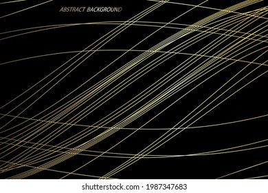 Fondo negro abstracto moderno, líneas curvas y rectas. patrón lineal