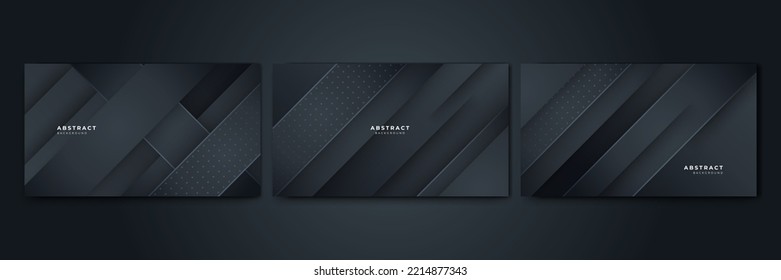 Modern abstract black background with gold line composition