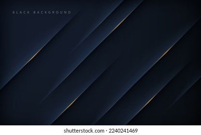Modern abstract black background with gold line composition. eps10 vector