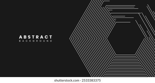Fondo negro abstracto moderno con diseño de arte de línea. Ilustración vectorial