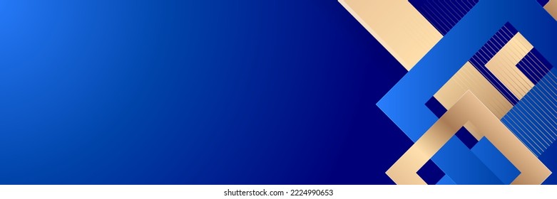 Modern abstract black blue background with gold line composition