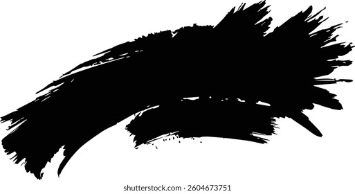 Modern Abstract Black Brush Stroke with Rough Texture - High-Resolution Vector