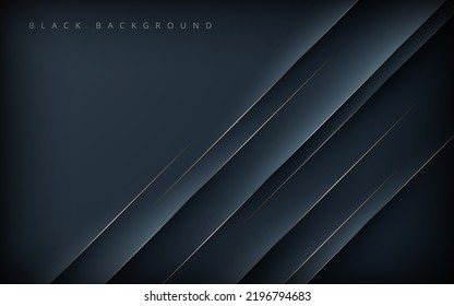 Modern abstract black diagonal shape background with gold line composition. eps10 vector