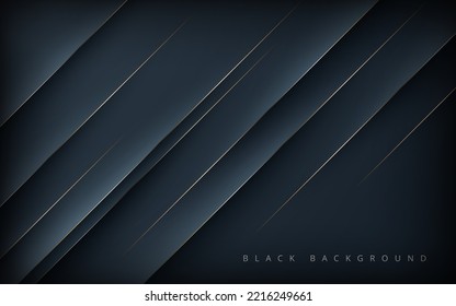 Modern abstract black diagonal shape background with gold line composition. eps10 vector