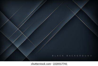 Modern abstract black diagonal shape background with gold line composition. eps10 vector