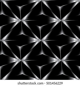Modern abstract black geometric polygon vector seamless pattern background wallpaper illustration with  triangles, rhombus, squares,shapes.figures with shadows and highlights.