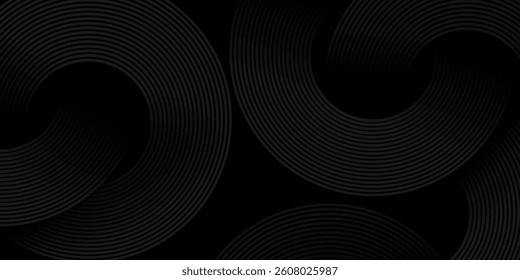 Modern abstract black geometric rounded shapes lines background vector illustration. 