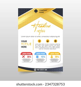 Modern Abstract Black and Gold Flyer Template With Diagonal Lines, can be used for business designs, presentation designs or any suitable designs.
