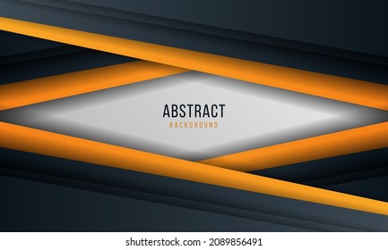 Modern Abstract Black, Orange And White Business Geometric Shape Background For Banner, Presentation, Flyer, Brochure, Corporate And Card.