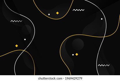 modern abstract black shape background with yellow line