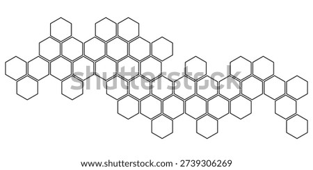 Modern abstract black and white geometric honeycomb pattern with interconnected hexagon outlines for contemporary design background