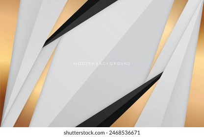 modern abstract black  white and golden luxury lines background