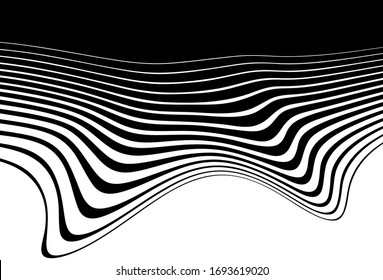 Modern abstract black and white vector waves. For banners, sites, posters, business cards, stickers, covers, prints on clothes. Vector background.