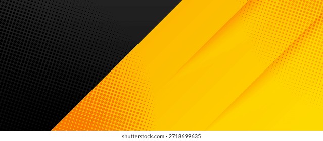 Modern Abstract Black and Yellow Background with Halftone Dot Pattern