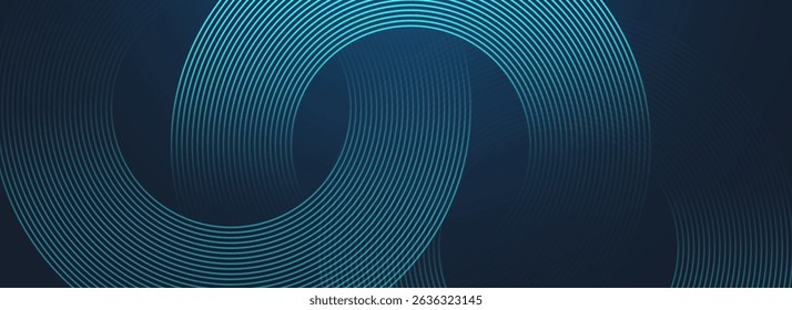 Modern abstract blue background with circle lines. Geometric stripe line art design for poster, brochure, cover, website, header, web banner, presentation