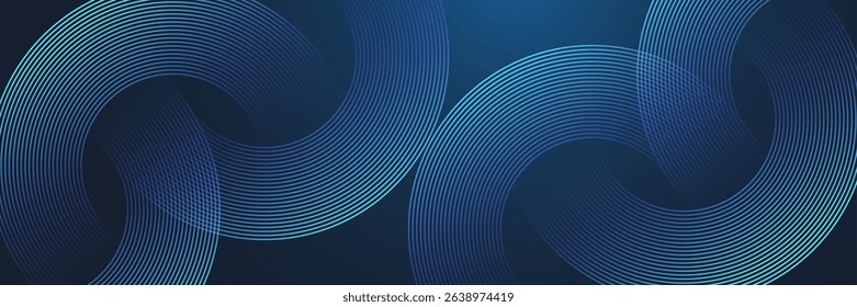 Modern abstract blue background with circle lines. Geometric stripe line art design for poster, brochure, cover, website, header, web banner, presentation.