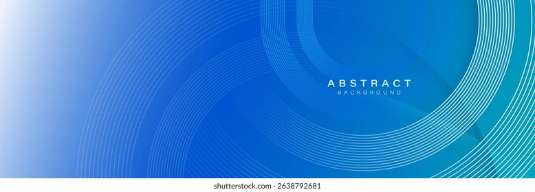 Modern abstract blue background with circular white lines and smooth gradient pattern