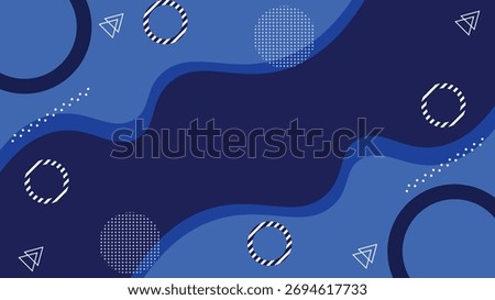 Modern abstract blue background with flowing wave shapes circles and dotted patterns ideal for web banners posters presentations corporate branding and digital graphic projects