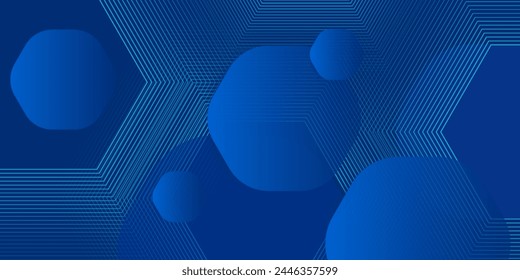 Modern abstract blue background with glowing geometric lines. Blue gradient hexagon shape design. Futuristic technology concept. Suit for businessmodern background hexagon blue