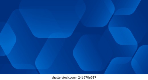 Modern abstract blue background with glowing geometric lines. Blue gradient hexagon shape design. Futuristic technology concept.