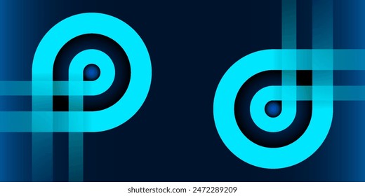 Modern abstract blue background with glowing geometric lines. Blue gradient hexagon shape design. Futuristic technology concept.	