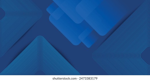 Modern abstract blue background with glowing geometric lines. Blue gradient hexagon shape design. Futuristic technology concept.