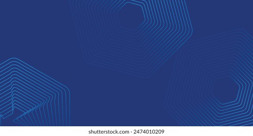 Modern abstract blue background with glowing geometric lines. Blue gradient hexagon shape design.