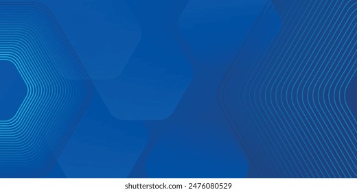 Fondo azul abstracto moderno con líneas geométricas brillantes. Diseño de forma hexagonal de degradado azul. Concepto de tecnología futurista.