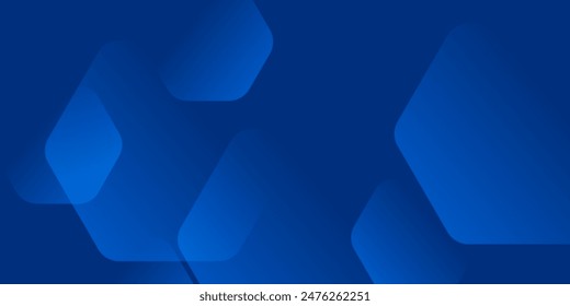 Modern abstract blue background with glowing geometric lines. Blue gradient hexagon shape design. Futuristic technology concept.