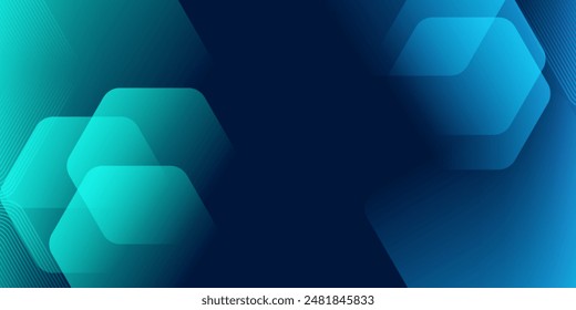 Fondo azul abstracto moderno con líneas geométricas brillantes. Diseño de forma hexagonal de degradado azul. Concepto de tecnología futurista.