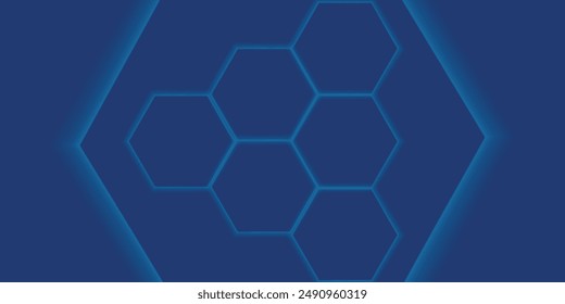 Fondo azul abstracto moderno con líneas geométricas brillantes. Diseño de forma hexagonal de degradado azul. Concepto de tecnología futurista