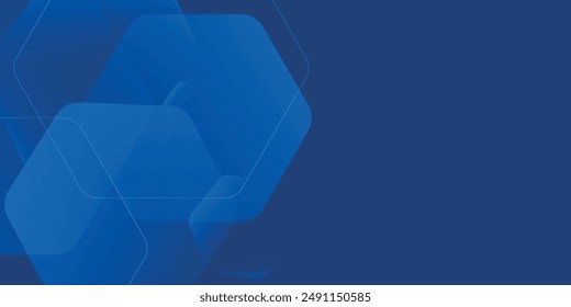 Fondo azul abstracto moderno con líneas geométricas brillantes. Diseño de forma hexagonal de degradado azul. Concepto de tecnología futurista.