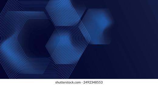 Fondo azul abstracto moderno con líneas geométricas brillantes. Diseño de forma hexagonal de degradado azul. Concepto de tecnología futurista.