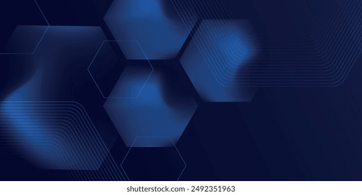 Fondo azul abstracto moderno con líneas geométricas brillantes. Diseño de forma hexagonal de degradado azul. Concepto de tecnología futurista.