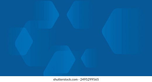 Modern abstract blue background with glowing geometric lines. Blue gradient hexagon shape design. Futuristic technology concept.